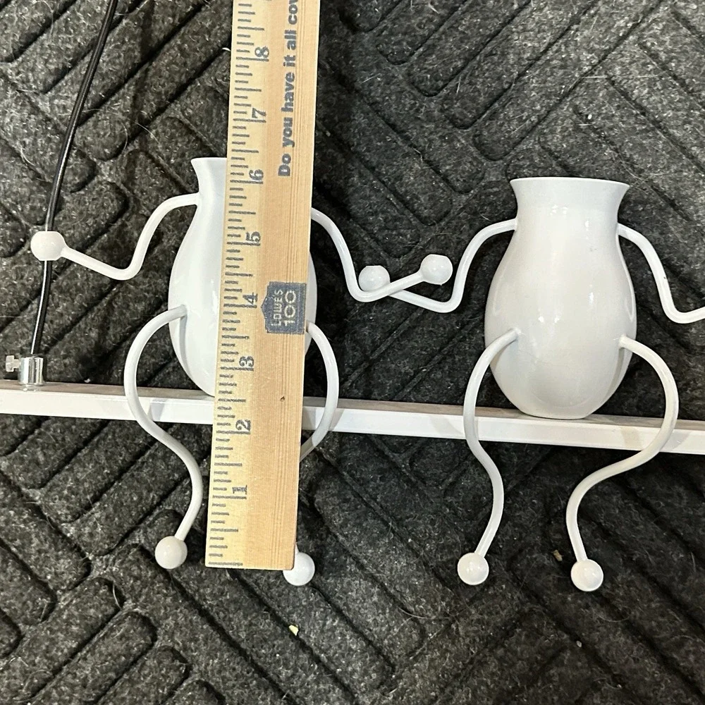 Pair Stick Figure Swing Wall Sconce Lamps 2-Light White Modern Novelty Untested